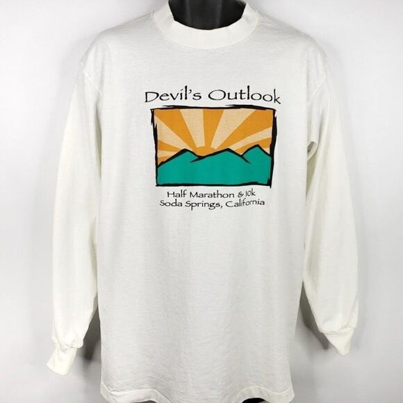 Devils Outlook Half Marathon T Shirt Vintage 90s 10K Soda Springs California - Picture 1 of 6